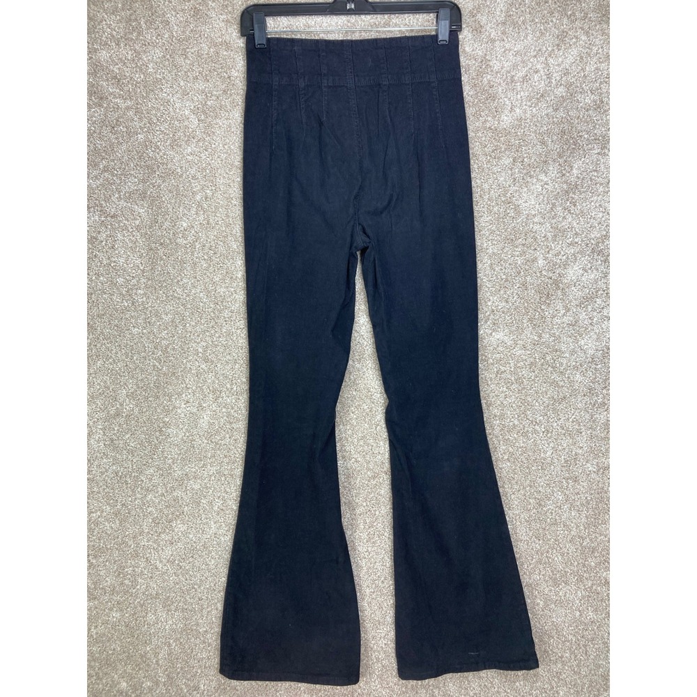 We The Free High Rise Corduroy Flare Pants Womens 26 Black Bell Bottoms Stretch - Picture 3 of 9